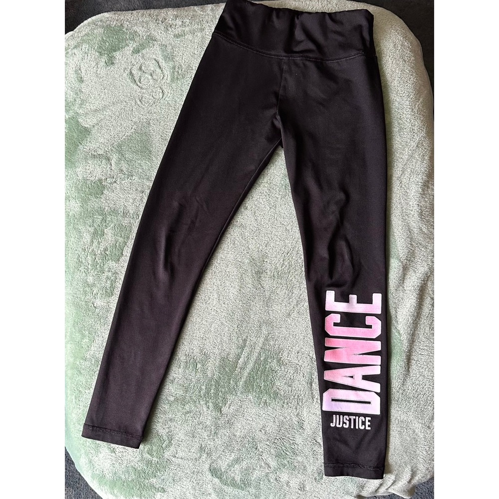 Justice Dance Leggings Kids Girls Black Graphic Activewear Pants